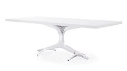 Zuri Furniture Modern Arbre Dining Table In White High Gloss Lacquer With Polished Stainless Steel Base -Songmics Furniture Shop 11RsDb3KYEL