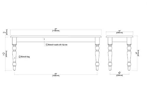 SINRAD Backless Wood Bench - White/Natural Two-Tone Finish 3 SINRAD Backless Wood Bench - White/Natural Two-Tone Finish - Image 3