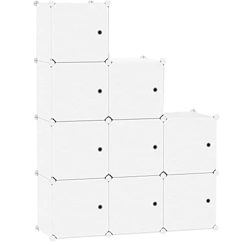 C&AHOME Cube Storage Organizer With Doors, 9-Cube Shelf, Closet Cabinet, DIY Plastic Modular Bookshelf, Storage Shelves Ideal For Bedroom,Living Room,36.6”L X 12.4”W X 36.6”H Milky USHS3009M-DOOR 1 C&AHOME Cube Storage Organizer With Doors, 9-Cube Shelf, Closet Cabinet, DIY Plastic Modular Bookshelf, Storage Shelves Ideal For Bedroom,Living Room,36.6”L X 12.4”W X 36.6”H Milky USHS3009M-DOOR