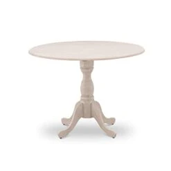 East West Furniture Dinning DMT-ABC-TP Dining Room Table Round Tabletop And 42 X 30-Wire Brush Butter Cream Finish