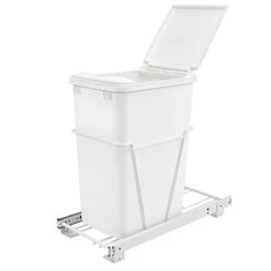Rev-A-Shelf RV-12PB Single 35 Quart Pull-Out Kitchen Cabinet Waste Bin Container Garbage Trash Can With Slides And Simple Installation, White 12 Rev-A-Shelf RV-12PB Single 35 Quart Pull-Out Kitchen Cabinet Waste Bin Container Garbage Trash Can With Slides And Simple Installation, White -Songmics Furniture Shop 21810ABKiqL