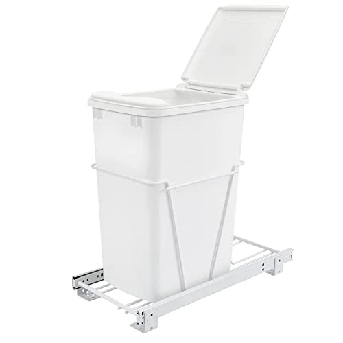 Rev-A-Shelf RV-12PB Single 35 Quart Pull-Out Kitchen Cabinet Waste Bin Container Garbage Trash Can With Slides And Simple Installation, White 5 Rev-A-Shelf RV-12PB Single 35 Quart Pull-Out Kitchen Cabinet Waste Bin Container Garbage Trash Can With Slides And Simple Installation, White - Image 5