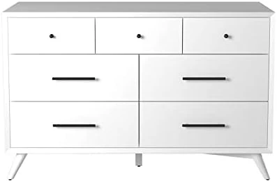 Alpine Furniture Flynn Mid Century Modern 7 Drawer Dresser, 56" W X 19" D X 36.5" H, Acorn 5 Alpine Furniture Flynn Mid Century Modern 7 Drawer Dresser, 56" W X 19" D X 36.5" H, Acorn - Image 5