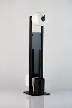 WENKO Toilet Paper Stand With Toilet Brush And Spare Roll Holder, Toilet Paper Holder Stand, Toilet Paper Roll Holder, Matt Black, 7.09 X 27.56 X 7.68 In,70 X 23 X 20 Cm -Songmics Furniture Shop 21AUHQZLDGL