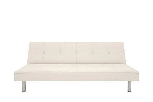 DHP Nola Futon Couch With Tufted Faux Leather Upholstery, Modern Style, White Faux Leather, Twin 3 DHP Nola Futon Couch With Tufted Faux Leather Upholstery, Modern Style, White Faux Leather, Twin - Image 3