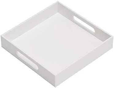 Glossy White Sturdy Acrylic Serving Tray With Handles-12x20 Inch-Serving Coffee Appetizer Breakfast-Kitchen Countertop Tray-Makeup Drawer Organizer-Vanity Table Tray-Ottoman Tray-Decorative Tray 7 Glossy White Sturdy Acrylic Serving Tray With Handles-12x20 Inch-Serving Coffee Appetizer Breakfast-Kitchen Countertop Tray-Makeup Drawer Organizer-Vanity Table Tray-Ottoman Tray-Decorative Tray - Image 7