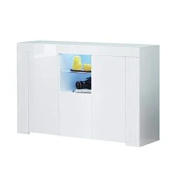 ARMCONE LED Sideboard Buffet Cabinet High Glossy Front Kitchen Sideboard With Storage Large Buffet Table Wooden Bar Cabinet For Kitchen Dining Room Hallway Living Room (45.67" Wx13.82 Dx31.89 H) -Songmics Furniture Shop 21Ixt1tgHFL