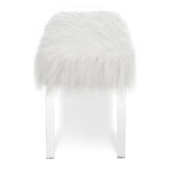 49 Inch Fur Bench With Acrylic Clear Legs White Solid Modern Contemporary Fabric Natural Finish -Songmics Furniture Shop 21JUqPpUlBL