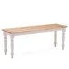 SINRAD Backless Wood Bench - White/Natural Two-Tone Finish