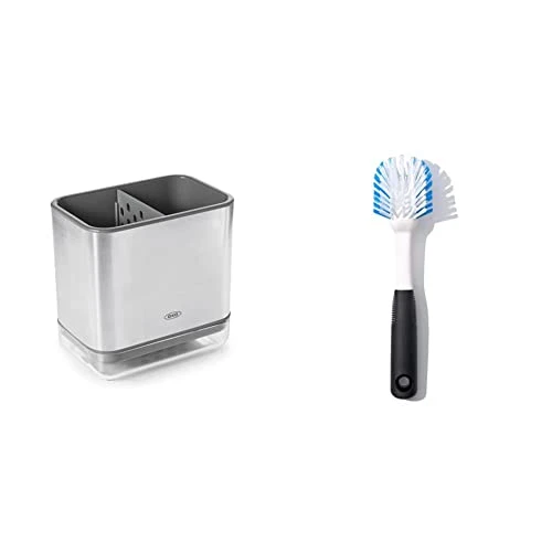 OXO Stainless Steel Good Grips Sinkware Caddy, One Size & Good Grips Dish Brush 1 OXO Stainless Steel Good Grips Sinkware Caddy, One Size & Good Grips Dish Brush