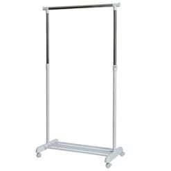 Store It 670148 Roll Clothes Rail – Adjustable Height, Metal/Plastic, White, 84 x 44 x 101 cm
