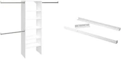 ClosetMaid SuiteSymphony Wood Closet Organizer Starter Kit Tower And 3 Hang Rods, Shelves, Adjustable, Fits Spaces 5 – 10 Ft. Wide, Pure White, 25" -Songmics Furniture Shop 21S71Zt9kiL. AC