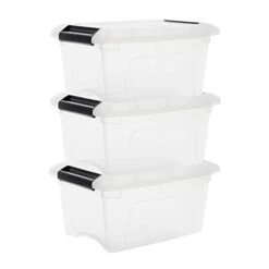 IRIS OHYAMA, Plastic Storage Boxes With Lid And Closing Clips, 5L, Set Of 3, Integrated Handles, Stackable, BPA Free, Bedroom, Office, Living Room, DDNTB-5, Clear 18 IRIS OHYAMA, Plastic Storage Boxes With Lid And Closing Clips, 5L, Set Of 3, Integrated Handles, Stackable, BPA Free, Bedroom, Office, Living Room, DDNTB-5, Clear -Songmics Furniture Shop 21TFYpG5q5L