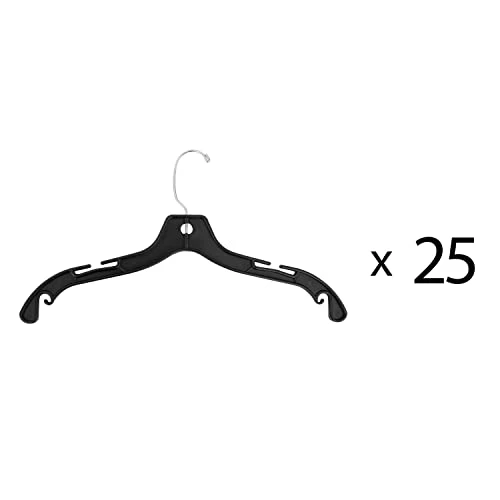 Super Heavy-Duty 17 Inch Wide Black Plastic Adult Shirt Hangers With Swivel Hook And Notched Shoulders (Quantity 25) (Black, 25) 2 Super Heavy-Duty 17 Inch Wide Black Plastic Adult Shirt Hangers With Swivel Hook And Notched Shoulders (Quantity 25) (Black, 25) - Image 2