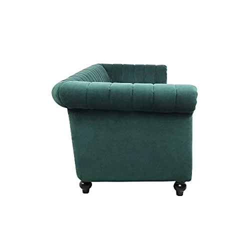 Chesterfield Sofa For Living Room, 3 Seater Velvet Couch Home Theater Seating Upholstered Accent Arm Sofa For Bedroom, Office, Apartment (Drak Green) 2 Chesterfield Sofa For Living Room, 3 Seater Velvet Couch Home Theater Seating Upholstered Accent Arm Sofa For Bedroom, Office, Apartment (Drak Green) - Image 2