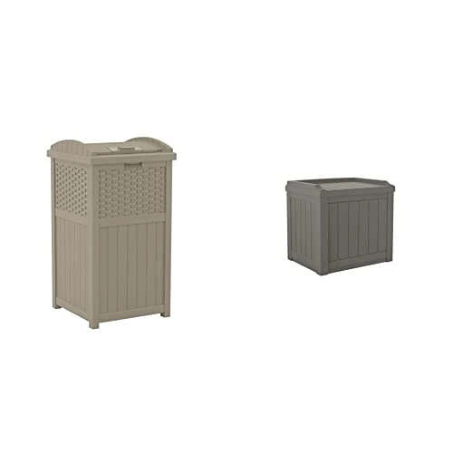 Suncast 33 Gallon Hideaway Trash Can For Patio - Resin Outdoor Trash With Lid - Use In Backyard, Deck, Or Patio - Dark Taupe 8 Suncast 33 Gallon Hideaway Trash Can For Patio - Resin Outdoor Trash With Lid - Use In Backyard, Deck, Or Patio - Dark Taupe - Image 8