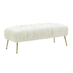 TOV Furniture TOV-IHOC68201 Jessica Velvet Bench Cream