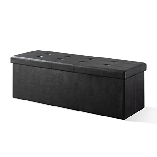 Otto & Ben Folding Chest With Memory Foam Seat Tufted Faux Leather Trunk Bedroom Ottomans Bench End Table, 45 Inch, Black 1 Otto & Ben Folding Chest With Memory Foam Seat Tufted Faux Leather Trunk Bedroom Ottomans Bench End Table, 45 Inch, Black