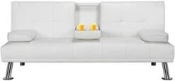 SDFGH Faux Leather Futon Multifunctional Convertible Folding Bed Sofa With Cupholders Pillows 13 SDFGH Faux Leather Futon Multifunctional Convertible Folding Bed Sofa With Cupholders Pillows -Songmics Furniture Shop 21aqVDQR5RL. AC