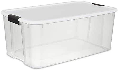 Sterilite 30 Quart Clear Plastic Stackable Storage Container Bin Box Tote With White Latching Lid Organizing Solution For Home & Classroom, 24 Pack 5 Sterilite 30 Quart Clear Plastic Stackable Storage Container Bin Box Tote With White Latching Lid Organizing Solution For Home & Classroom, 24 Pack - Image 5