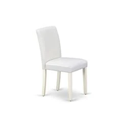 East West Furniture ANAB5-LWH-64 5Pc Round 36" Table And 4 Parson Chair With Linen Leg And Pu Leather Color White -Songmics Furniture Shop 21cbf9EcgnS