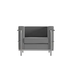 Flash Furniture Hercules Regal Series Contemporary Gray LeatherSoft Chair With Encasing Frame