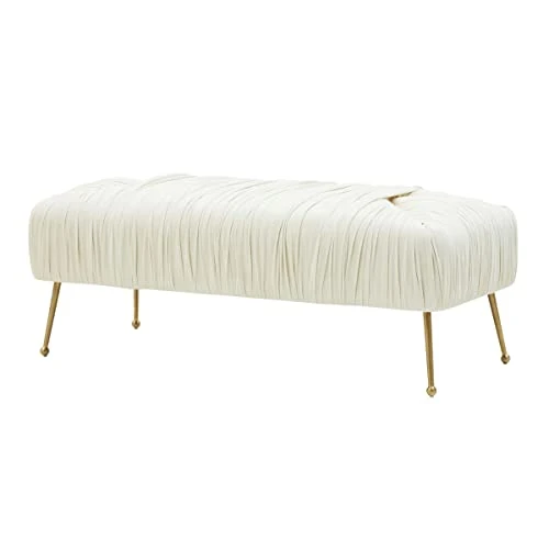 TOV Furniture TOV-IHOC68201 Jessica Velvet Bench Cream 4 TOV Furniture TOV-IHOC68201 Jessica Velvet Bench Cream - Image 4