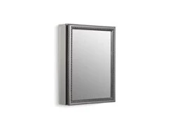 KOHLER CB-CLW2026SS 20" W X 26" H Single-Door Medicine Cabinet With Decorative Framed Mirrored Door, Bathroom Medicine Cabinet With Mirror