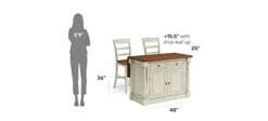Homestyles Monarch Kitchen Island Set, With 2 Stools, Off-White -Songmics Furniture Shop 21hU0NAGVgL