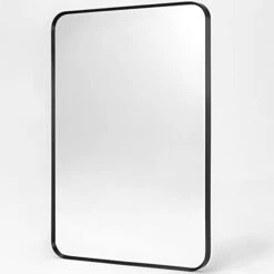Aldado Black Bathroom Wall Mirror, 24x36 Inch Vanity Mirror, Brushed Matte Black Aluminum Alloy Metal Frame Rounded Corner Rectangular Mirror For Modern Farmhouse Home Decor -Songmics Furniture Shop 21heAt7UE L. AC 1