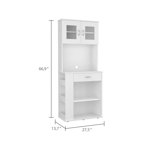 Aybihous3 Two Shelves, Double Door, One Drawer, Three Side Shelves -White 3 Aybihous3 Two Shelves, Double Door, One Drawer, Three Side Shelves -White - Image 3