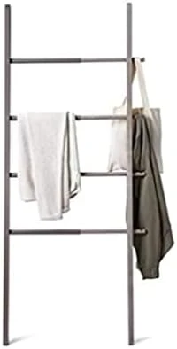 Umbra 320260-918 Hub Ladder, Expandable Freestanding Rack, Bathroom Towel Holder, And Clothes Organizer, Grey,2" X 60" X 27"