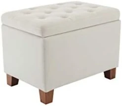 Wovenbyrd Classic 24-Inch Wide Rectangular Tufted Storage Ottoman Footstool With Hinged Lid, Cream Fabric -Songmics Furniture Shop 21iRPCscdwL. AC