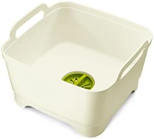 Joseph Joseph Wash & Drain Kitchen Dish Tub Wash Basin With Handles And Draining Plug, 9 Liters, Stone/Sage Green 9 Joseph Joseph Wash & Drain Kitchen Dish Tub Wash Basin With Handles And Draining Plug, 9 Liters, Stone/Sage Green - Image 9