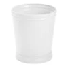 MDesign Metal Steel Round Small 1.98 Gallon Trash Can, Wastebasket, Garbage Bin For Bathroom, Powder Room, Bedroom, Office Holds Paper, Waste, Recycling; Tapered Design, Durable Finish - White