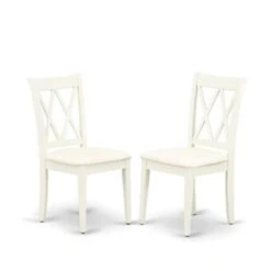 East West Furniture DLCL5-WHI-C 5Pc Dining Set Includes A Round Dinette Table With Drop Leaves And Four Double X Back Microfiber Seat Kitchen Chairs, White Finish, 5 -Songmics Furniture Shop 21kFhgFyE3L