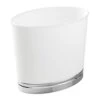 MDesign Oval Slim Decorative Trash Can With Accenting Base, Wastebasket For Bathroom, Bedroom Holds Garbage, Waste, Paper, Recyclables - Hyde Collection - White/Chrome