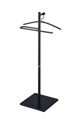 Proman Products VL17241 Kumo Freestanding Metal Valet Stand Organizer With Removable Hanger, Trouser Bar, Black, 11.5" W X 11.5" D X 41" H