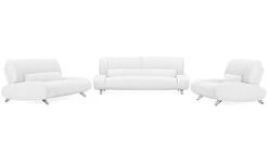 Zuri Modern Aspen White Microfiber Leather Sofa Set With Loveseat And Chair
