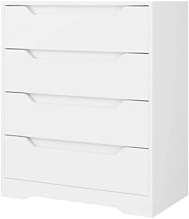 URKNO Modern 4 Drawer Dresser, Wood Chest Of Drawers With Storage, Clothing Organizer With Cut-Out Handle, Storage Cabinet, Nightstand For Living Room, Bedroom, Hallway, Dark Brown 8 URKNO Modern 4 Drawer Dresser, Wood Chest Of Drawers With Storage, Clothing Organizer With Cut-Out Handle, Storage Cabinet, Nightstand For Living Room, Bedroom, Hallway, Dark Brown - Image 8