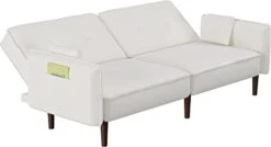 Jmaxo Futon Sofa Bed, 75Inches Modern Convertible Sleeper Couch With 3 Angles Adjustable Back And Solid Wood Leg For Living Room/Bedroom/Apartment/Office, White 11 Jmaxo Futon Sofa Bed, 75Inches Modern Convertible Sleeper Couch With 3 Angles Adjustable Back And Solid Wood Leg For Living Room/Bedroom/Apartment/Office, White -Songmics Furniture Shop 21pk32wQxBL