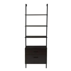 HOYOC 71" Industrial Bookshelf, 5-Tier Wood Wall Mounted Ladder Shelf Bookshelf With 2 Drawers And Matte Steel Frame Open Display Rack For Bedroom,Home Office,Collection,Plant Flower -Songmics Furniture Shop 21rFJW7GD2L