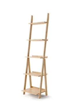 Venloup Ladder Shelf, 5-Tier Bookshelf, Free Standing Organizer Storage Shelves, Storage Rack Shelf For Office, Bathroom, Living Room, Nature