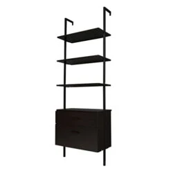 HOYOC 71" Industrial Bookshelf, 5-Tier Wood Wall Mounted Ladder Shelf Bookshelf With 2 Drawers And Matte Steel Frame Open Display Rack For Bedroom,Home Office,Collection,Plant Flower -Songmics Furniture Shop 21uL1IrxlZL