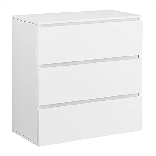 Homsee Modern 3-Drawer Dresser Chest, Wooden Dresser Tower With Wide Storage Space, Dresser Closet For Nursery Living Room Bedroom Hallway (White) 5 Homsee Modern 3-Drawer Dresser Chest, Wooden Dresser Tower With Wide Storage Space, Dresser Closet For Nursery Living Room Bedroom Hallway (White) - Image 5