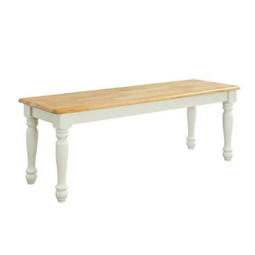 STEFIK Solid Wood Dining Bench, White And Natural Finish 1 STEFIK Solid Wood Dining Bench, White And Natural Finish