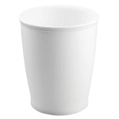 MDesign Plastic Modern Round Shatter-Resistant Small 1.6 Gallon Trash Can Wastebasket, Garbage Container Bin For Bathrooms, Kitchens, Home Offices, Dorm Rooms - Hyde Collection - 2 Pack, White -Songmics Furniture Shop 21yOnk1WDoL