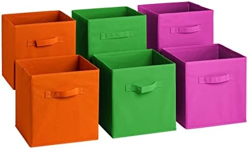 Sorbus® 11 Inch Cube Storage Organizer Bins - 6 Pack - Foldable Storage Cubes - Rectangular Shelf Basket - Great For Nursery, Playroom, Closet, Home Organization (Multi - Pink Orange Purple) 10 Sorbus® 11 Inch Cube Storage Organizer Bins - 6 Pack - Foldable Storage Cubes - Rectangular Shelf Basket - Great For Nursery, Playroom, Closet, Home Organization (Multi - Pink Orange Purple) - Image 10
