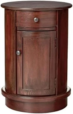 Decor Therapy Keaton Traditional Round Side Storage End Table, 26" X 17.75", Vintage Cherry -Songmics Furniture Shop 31 jCZU2 aL. AC