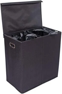 Double Laundry Hamper With Lid | Removable Mesh Bags | Dual Compartment Clothes Hamper | Grey -Songmics Furniture Shop 31 n4ruNKUL. AC